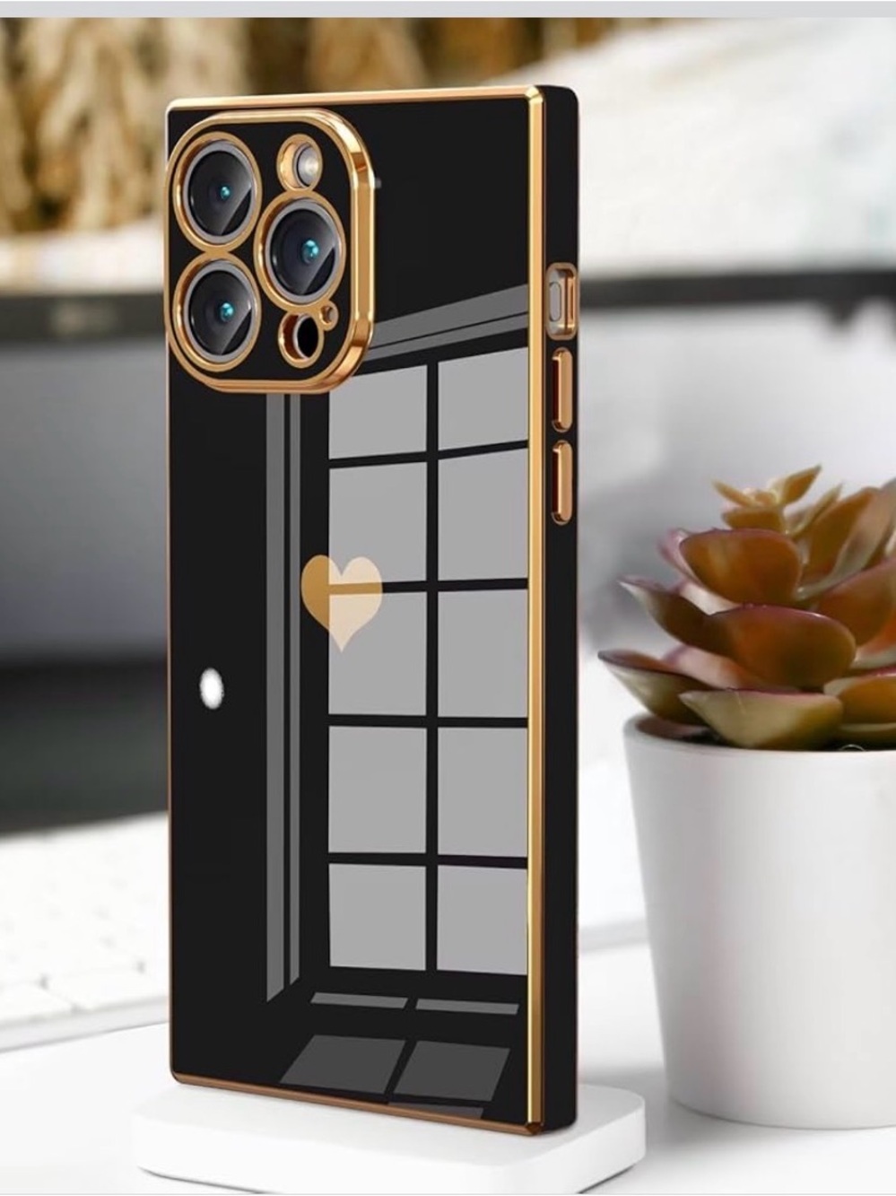 Black & Gold Heart iPhone 13 Pro Max Slim Protective Case - Picture 4 of 5